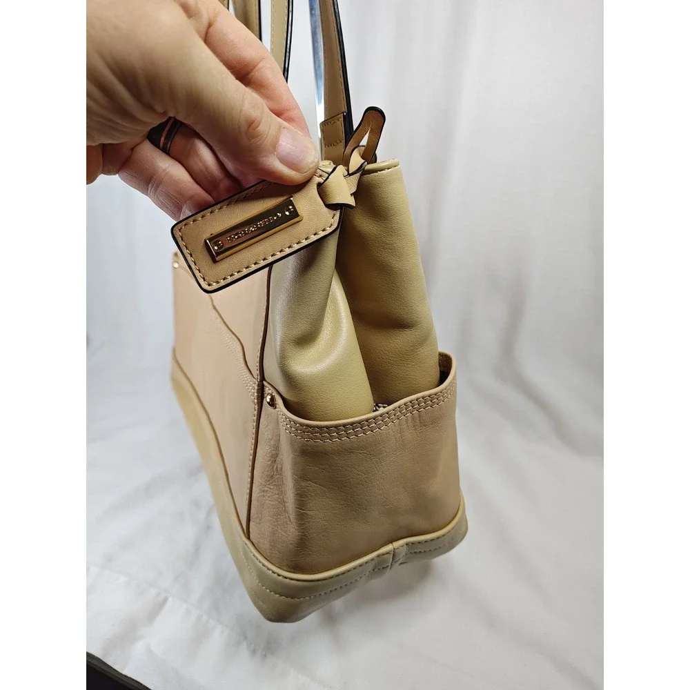 Tignanello Pretty Pockets Shopper Womens Luxury Leather Purse Tote Bag Dune NWT